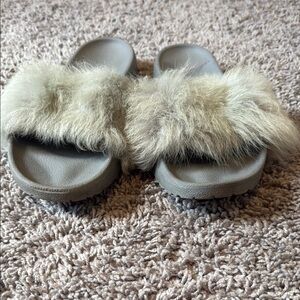 UGG Gray Fluffy Slippers